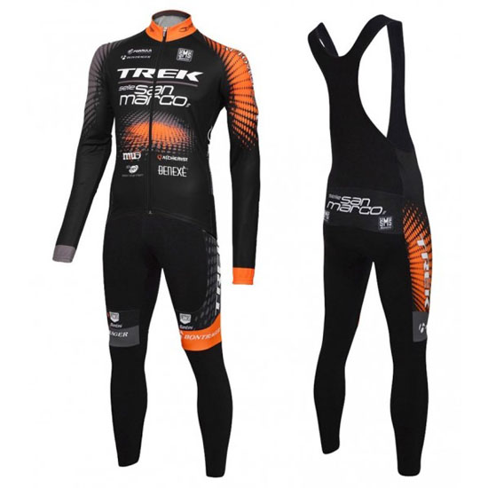 2016 Maillot Trek Tirantes Mangas Largas Negro Y Naranja